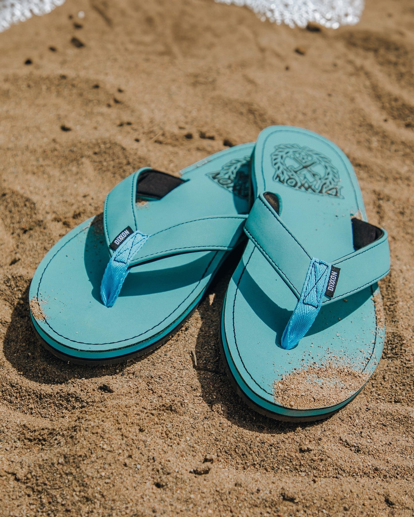 Leather Sandals - Aqua & Black