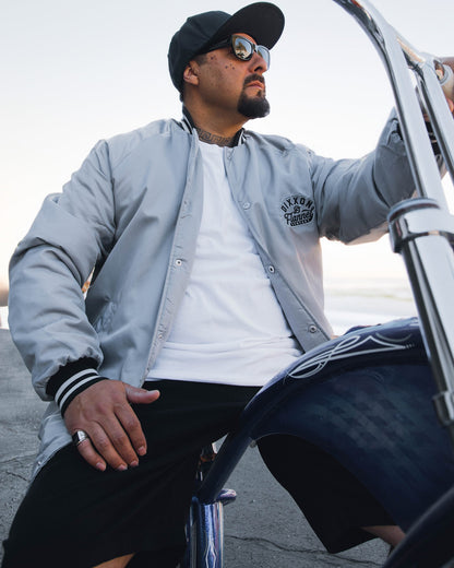Gray Pastime Nylon Varsity Jacket