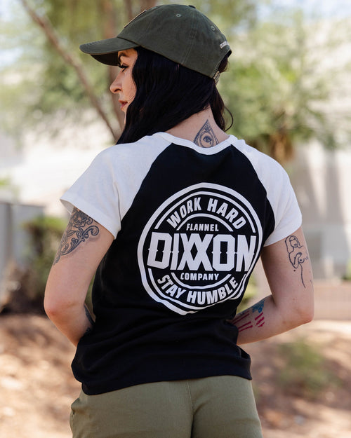 Women's White Nuevo Corpo Raglan Short Sleeve - White & Black