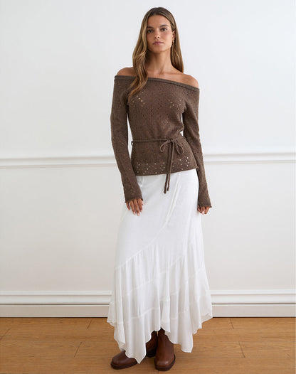 Arutala Long Sleeve Top in Knit Brown