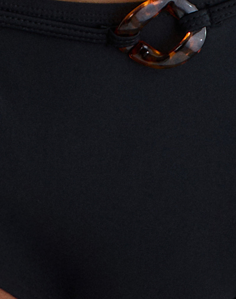 Avi Swim Short in Black with Tie Belt O Ring