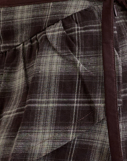Billa Wrap Mini Skirt in Grey Check