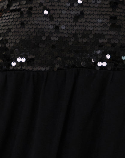 Danuta Longline Bandeau Top in Sequin Black