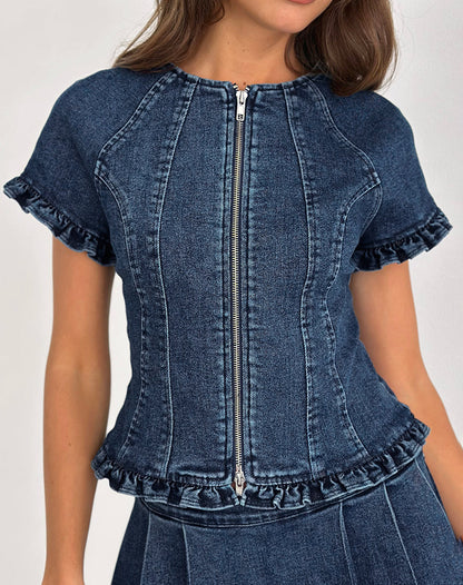 Dunya Top in Chambray Vintage Blue