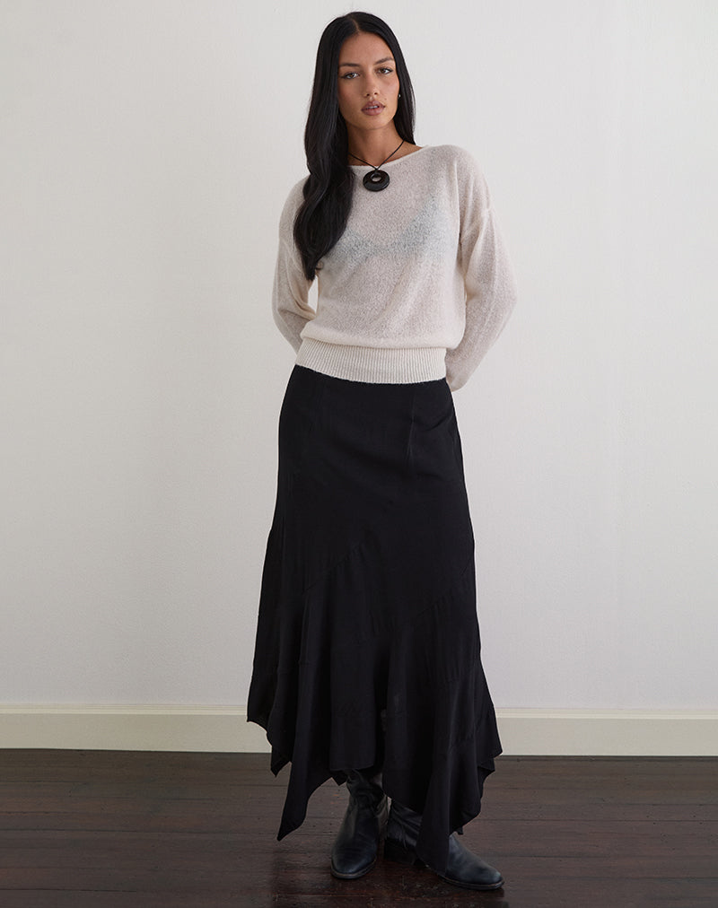 Dorina Long Sleeve Top in Knit Ecru