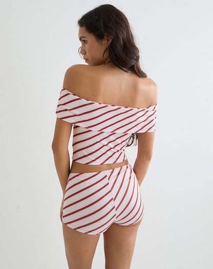 Ciana Hot Pants in Diagonal Stripe Pink