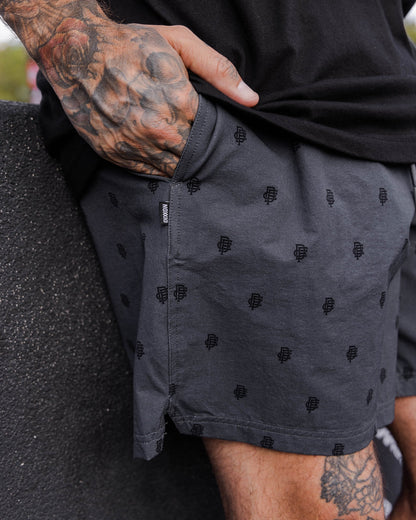 Black Insignia 7" Boardshorts - Charcoal