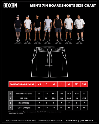 Black Insignia 7" Boardshorts - Charcoal