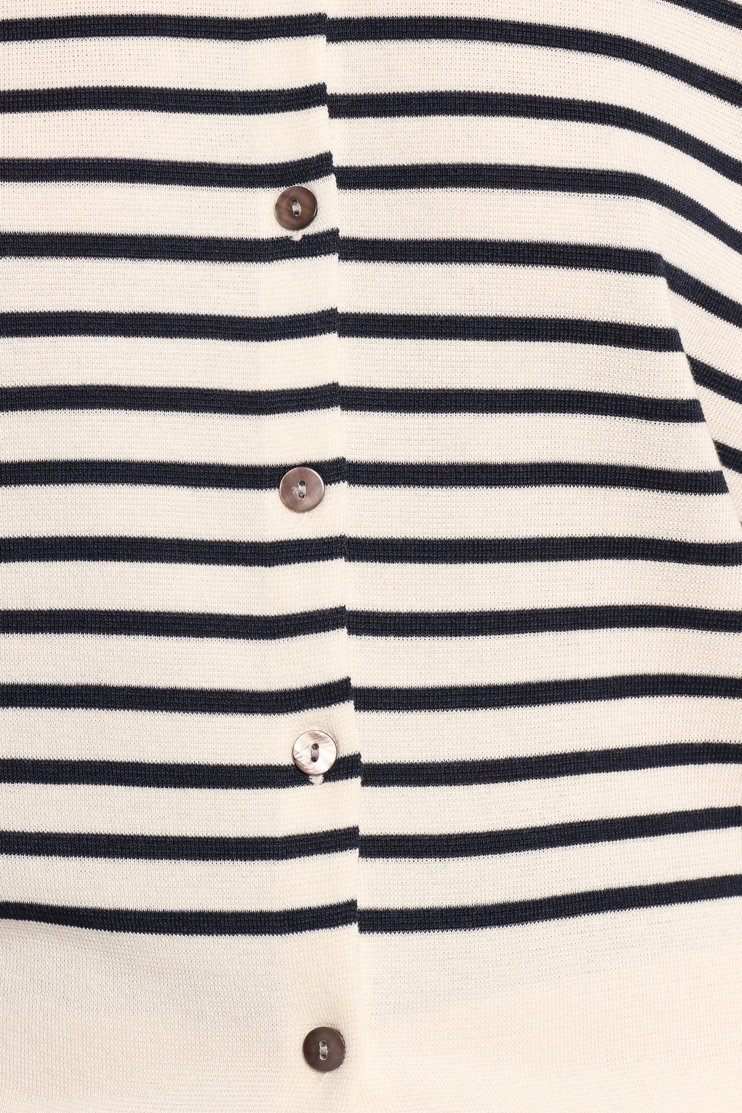 Gavi Button Front Striped Cardigan - Off White/Navy