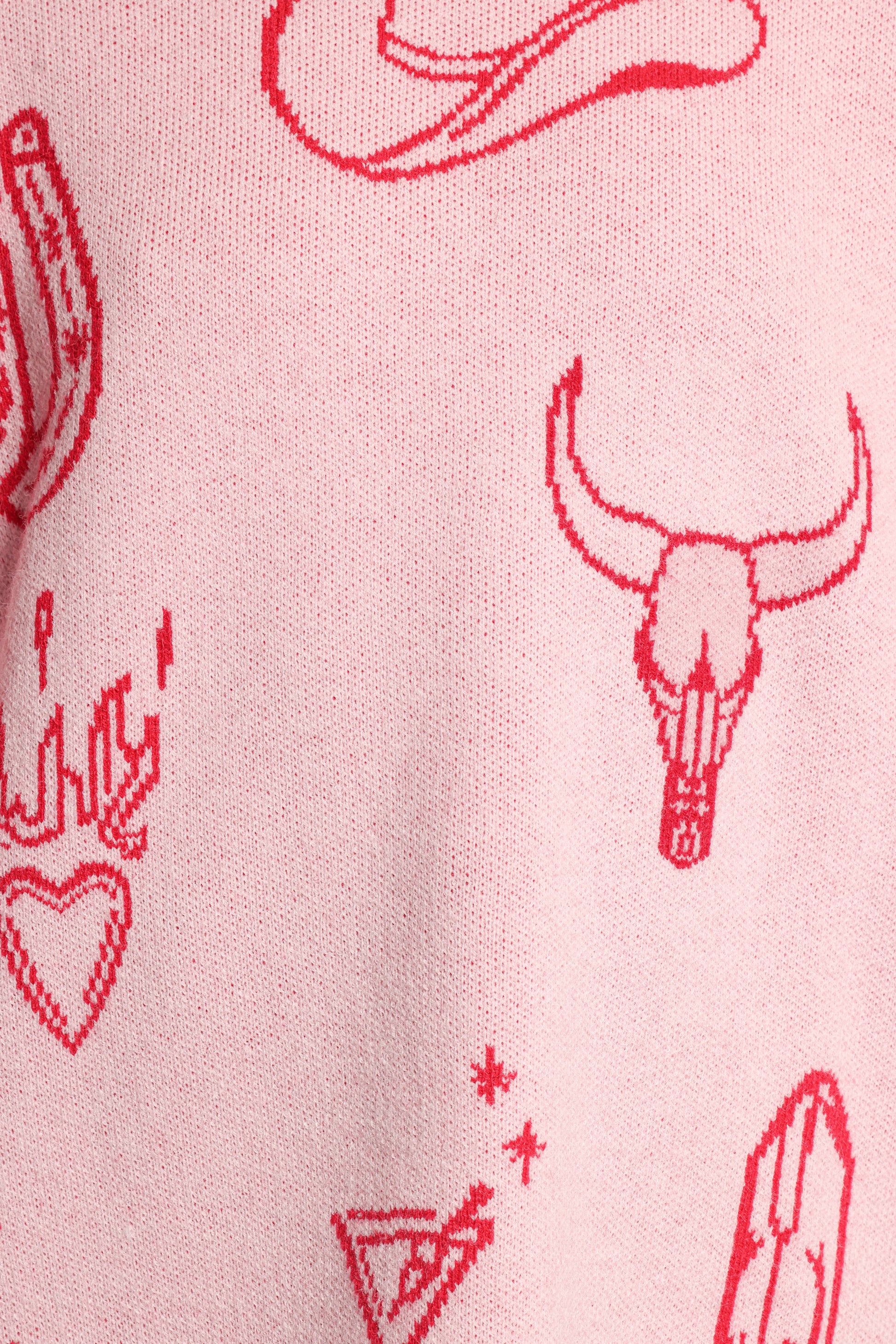 Jax Western Knit Sweater - Pink