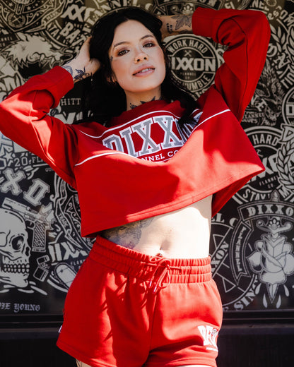 Women's DFCO Cropped Crewneck Sweatshirt - Red