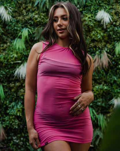 Women's Mesh Cover Up Dress - Hot Pink
