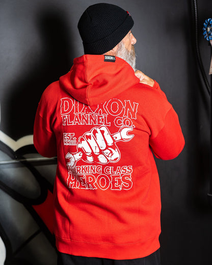 Working Class Fist Zip Up Hoodie - Red