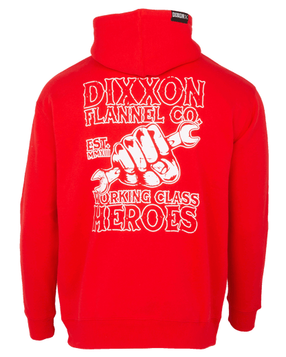 Working Class Fist Zip Up Hoodie - Red